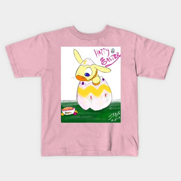 The Bunny in the Egg Kids T-Shirt by madtownstudio3000